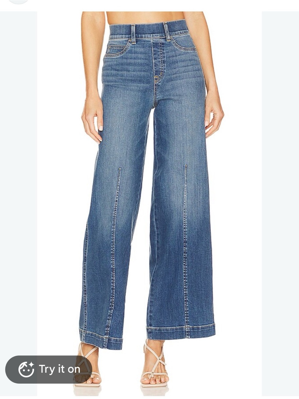 Spanx- M - High-Rise Wide-Leg stretch Women’s Jeans - Blue - Pull-on style -